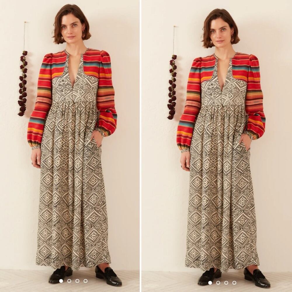 NWT NEW Alix of Bohemia Winifred Orange Bloom Maxi Dress